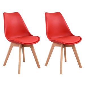 Lot de 2 chaises scandinaves nora rouge avec coussin