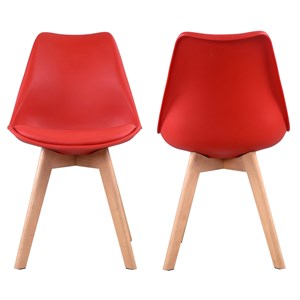 Lot de 2 chaises scandinaves nora rouge avec coussin