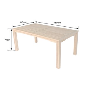 Table rectangulaire 180cm en teck java