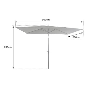 Parasol droit hapuna rectangulaire 2x3m taupe