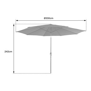 Parasol droit hapuna rond 3,30m de diamètre noir