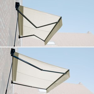 Store banne saule 2,5 × 2m - toile beige et structure grise