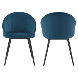 Lot de 2 chaises vintage diane velours bleu