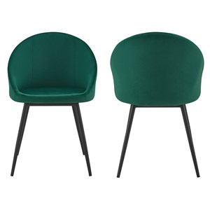 Lot de 2 chaises vintage diane velours vert