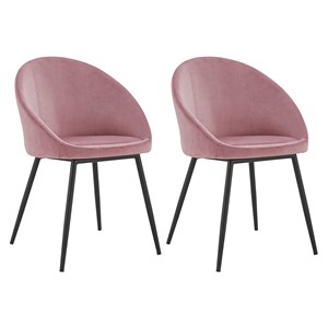 Lot de 2 chaises vintage diane velours rose