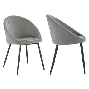 Lot de 2 chaises vintage diane velours gris