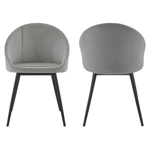 Lot de 2 chaises vintage diane velours gris