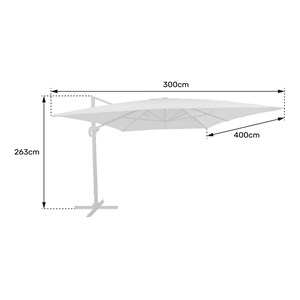 Parasol déporté molokai rectangulaire 3x4m blanc + housse