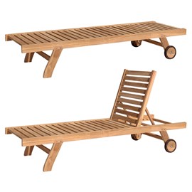 Ensemble bain de soleil droit en teck avec table d'appoint java