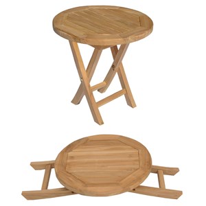 Ensemble bain de soleil pliant en teck avec table d'appoint lombok