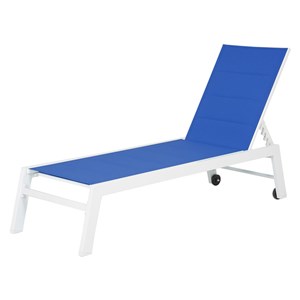Bain de soleil barbados en textilène bleu - aluminium blanc