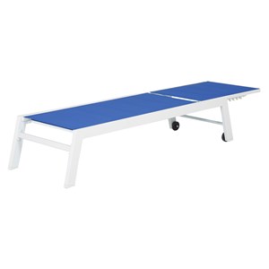 Bain de soleil barbados en textilène bleu - aluminium blanc