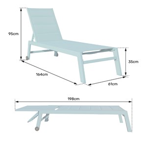 Lot de 2 bains de soleil barbados en textilène bleu - aluminium blanc