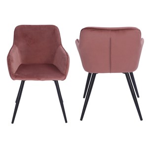 Chaise vintage gisele velours rose