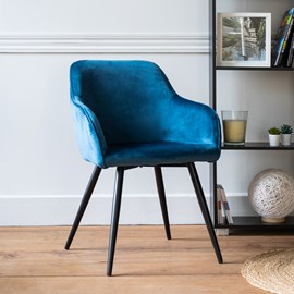 Chaise vintage gisele velours bleu