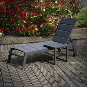 Set transat et table d'appoint barbados textilène gris - aluminium anthracite