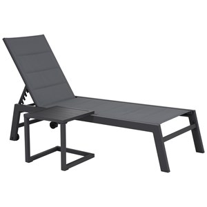 Set transat et table d'appoint barbados textilène gris - aluminium anthracite