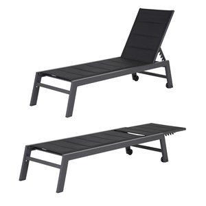 Set transat et table d'appoint barbados textilène noir - aluminium anthracite