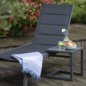 Set transat et table d'appoint barbados textilène noir - aluminium anthracite