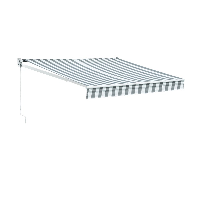 Store banne saule 2,5×2m - rayé blanc gris, structure blanche