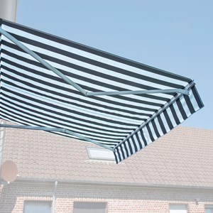 Store banne saule 2,5×2m - rayé blanc&nbsp;gris, structure blanche