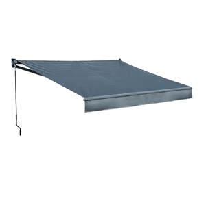 Store banne saule 2,95 × 2,5m - toile anthracite et structure grise