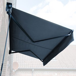 Store banne saule 2,95 × 2,5m - toile anthracite et structure grise