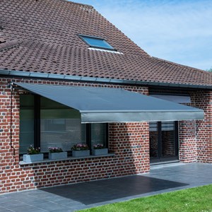 Store banne saule 2,95 × 2,5m - toile anthracite et structure grise