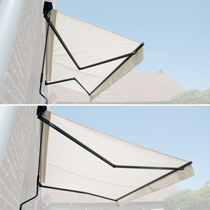 Store banne saule 3,95 × 3m - toile beige et structure grise