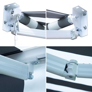 Store banne saule 3,95×3m - rayé blanc&nbsp;gris, structure blanche