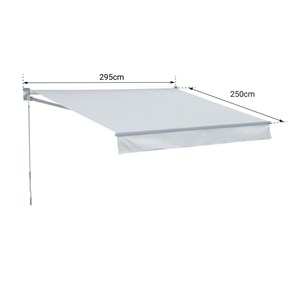 Toile pour store banne saule 2,95 × 2,5m - toile rayée blanche&nbsp;grise