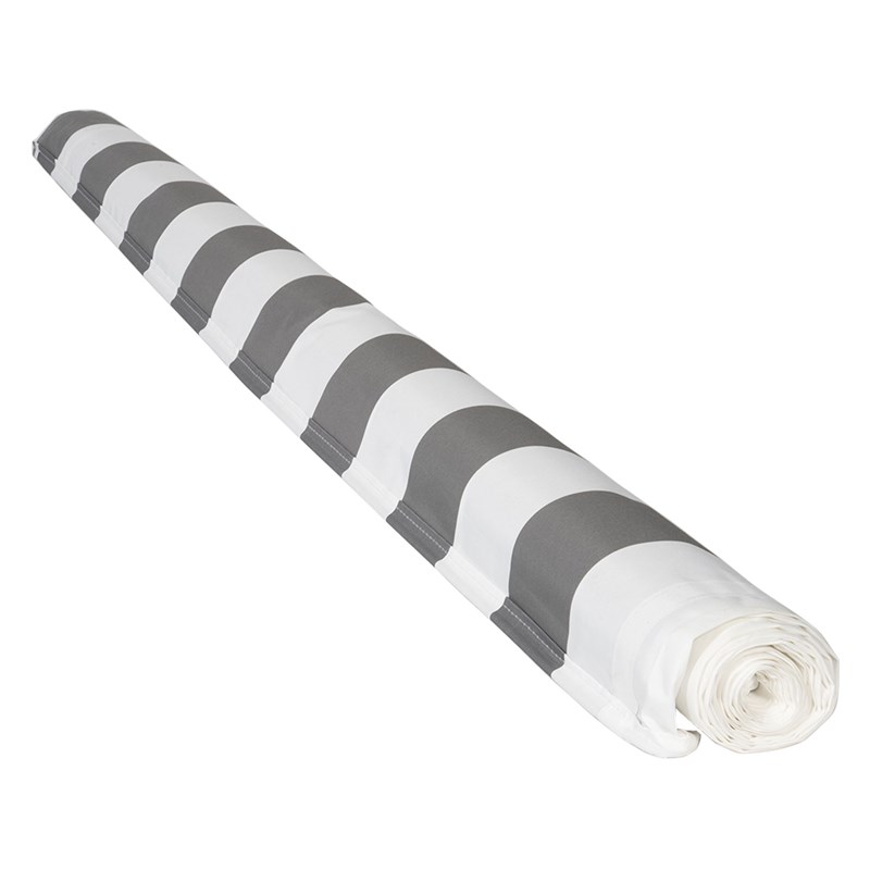 Toile pour store banne saule 3,5 × 3m - toile rayée blanche&nbsp;grise