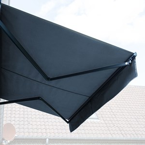 Store banne saule 2,95×2,5m avec semi-coffre toile anthracite et structure grise