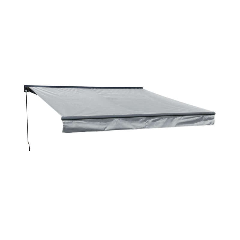 Store banne saule 3,5×3m semi-coffre - toile et structure grises