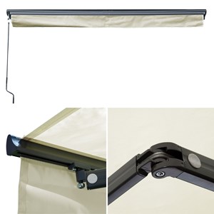 Store banne saule 3,5×3m semi-coffre - toile beige, structure grise