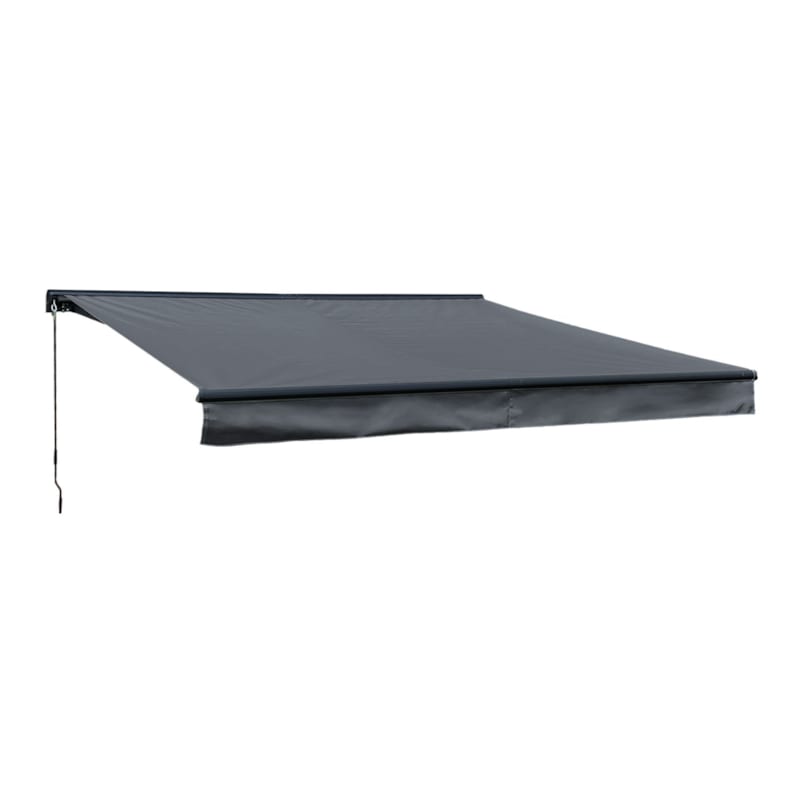 Happy Garden - Store banne saule 3,95×3m avec semi-coffre - toile anthracite et structure grise