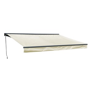 Store banne saule 3,95×3m semi-coffre - toile beige, structure grise