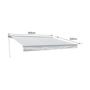 Store banne saule 3,95×3m semi-coffre - toile beige, structure grise