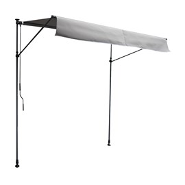 Store banne pour balcon chene 2×1,2m - toile grise, structure grise