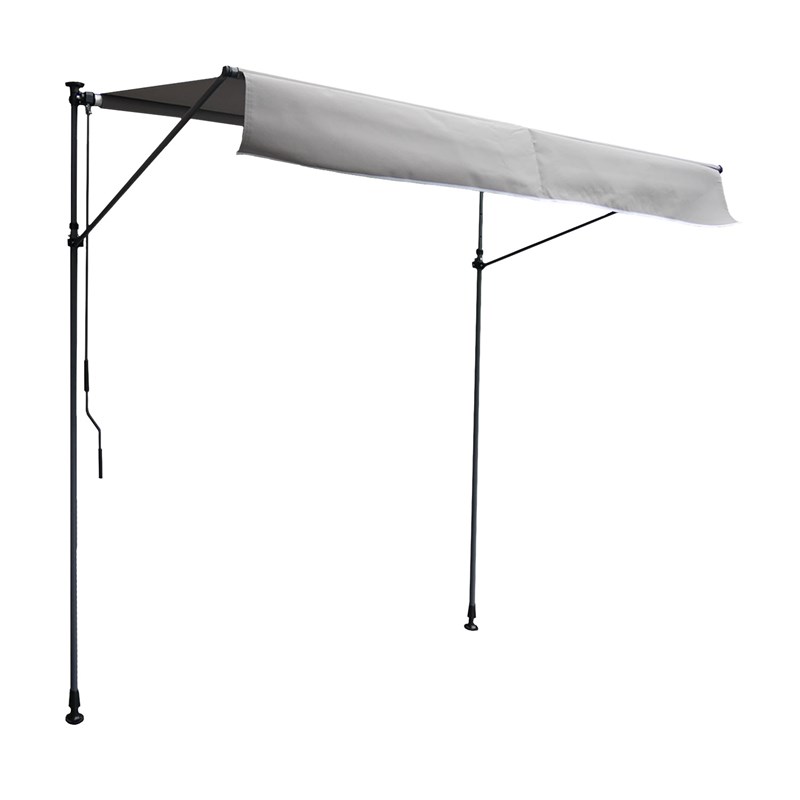 Store banne pour balcon chene 2×1,2m - toile grise, structure grise