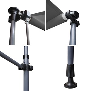 Store banne pour balcon chene 2×1,2m - toile anthracite, structure grise