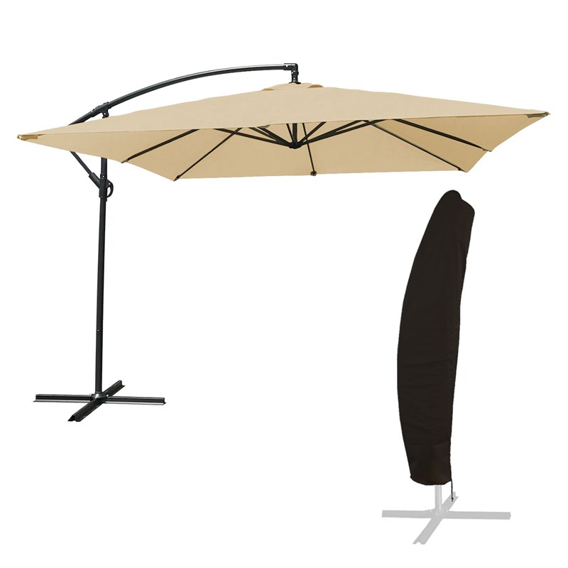 Parasol déporté molokai carré 2,7x2,7m beige + housse