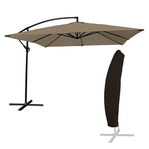 Parasol déporté molokai carré 2,7x2,7m taupe + housse
