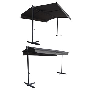 Store double pente frene 3,95x3m - toile anthracite et structure grise