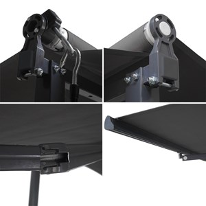 Store double pente frene 3,95x3m - toile anthracite et structure grise