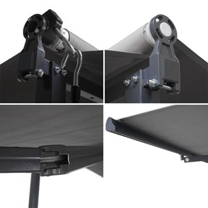 Store double pente frene 3,95×3m - toile et structure grises