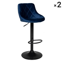 Lot de 2 tabourets de bar en velours bleu robin