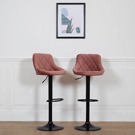 Lot de 2 tabourets de bar en velours rose robin