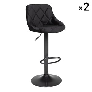 Lot de 2 tabourets de bar en velours noir robin