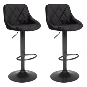 Lot de 2 tabourets de bar en velours noir robin